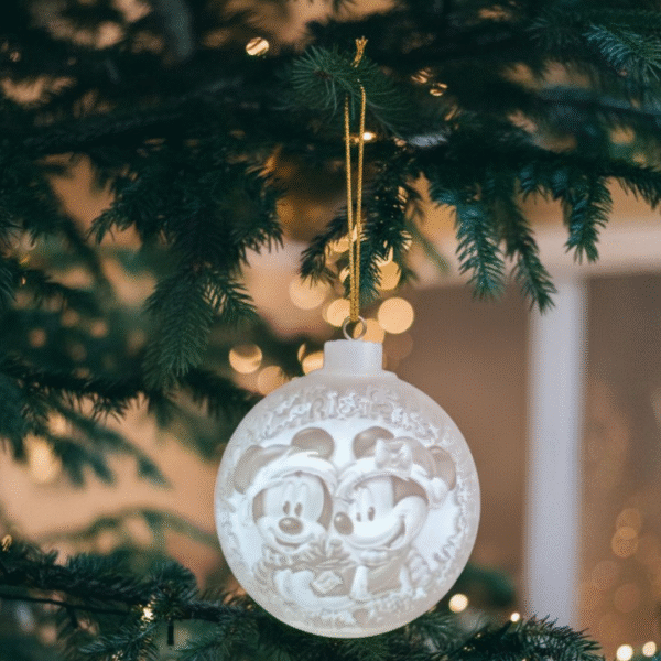 esfera de Mickey sobre nieve de navidad para arbol