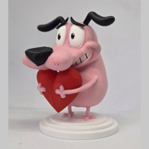 Figura Coraje el Perro Cobarde sosteniendo corazon