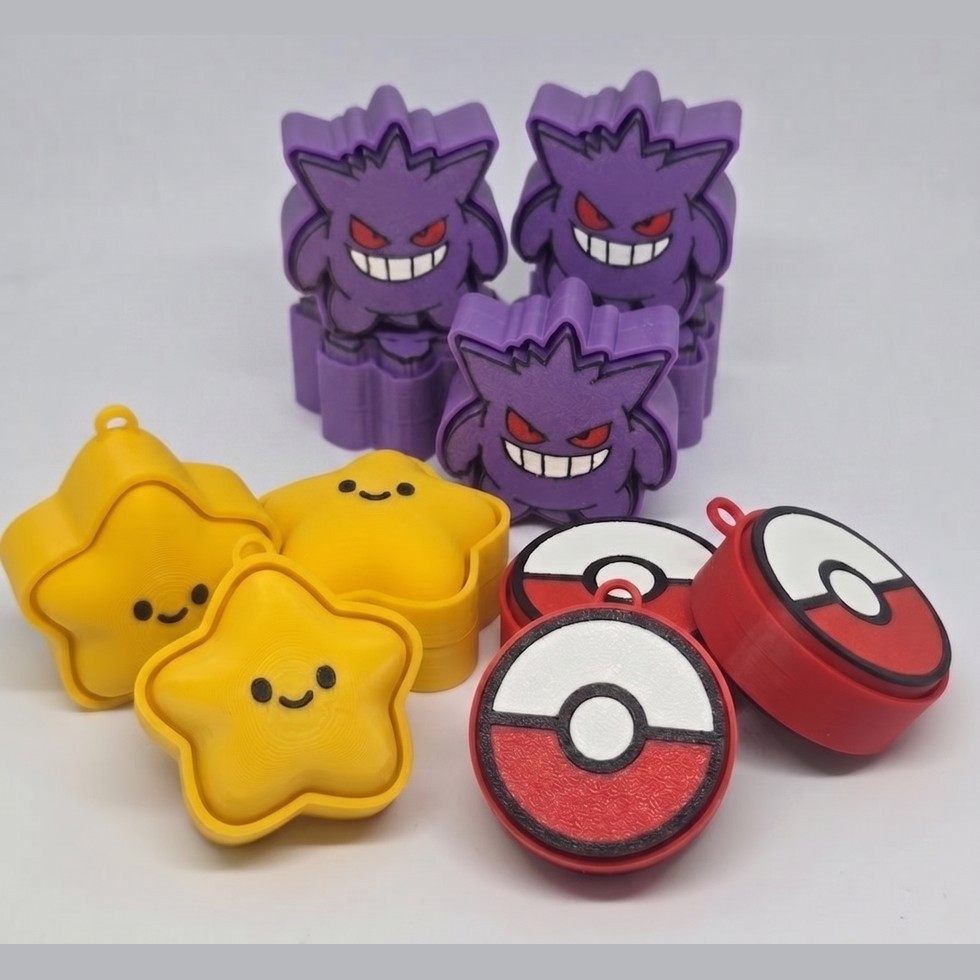 Clickers antiestrés impresos en 3D: Gengar, estrella kawaii y pokébola