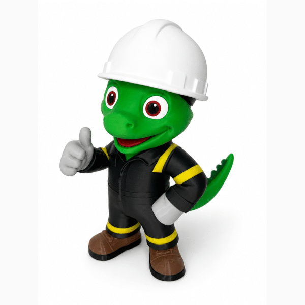 Figura mascota iguana de seguridad - ModelIQ 3D Figura mascota iguana de seguridad - ModelIQ 3D