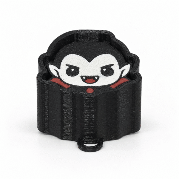 Clicker antiestres de vampiro de Halloween con argolla para llavero impreso en 3D