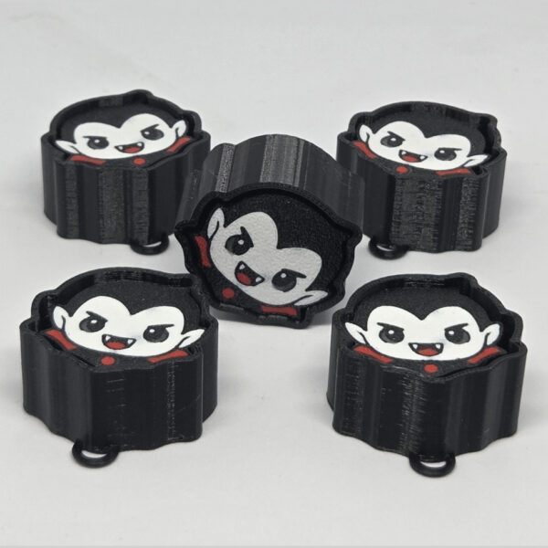 Clicker antiestres de vampiro de Halloween con argolla para llavero impreso en 3D
